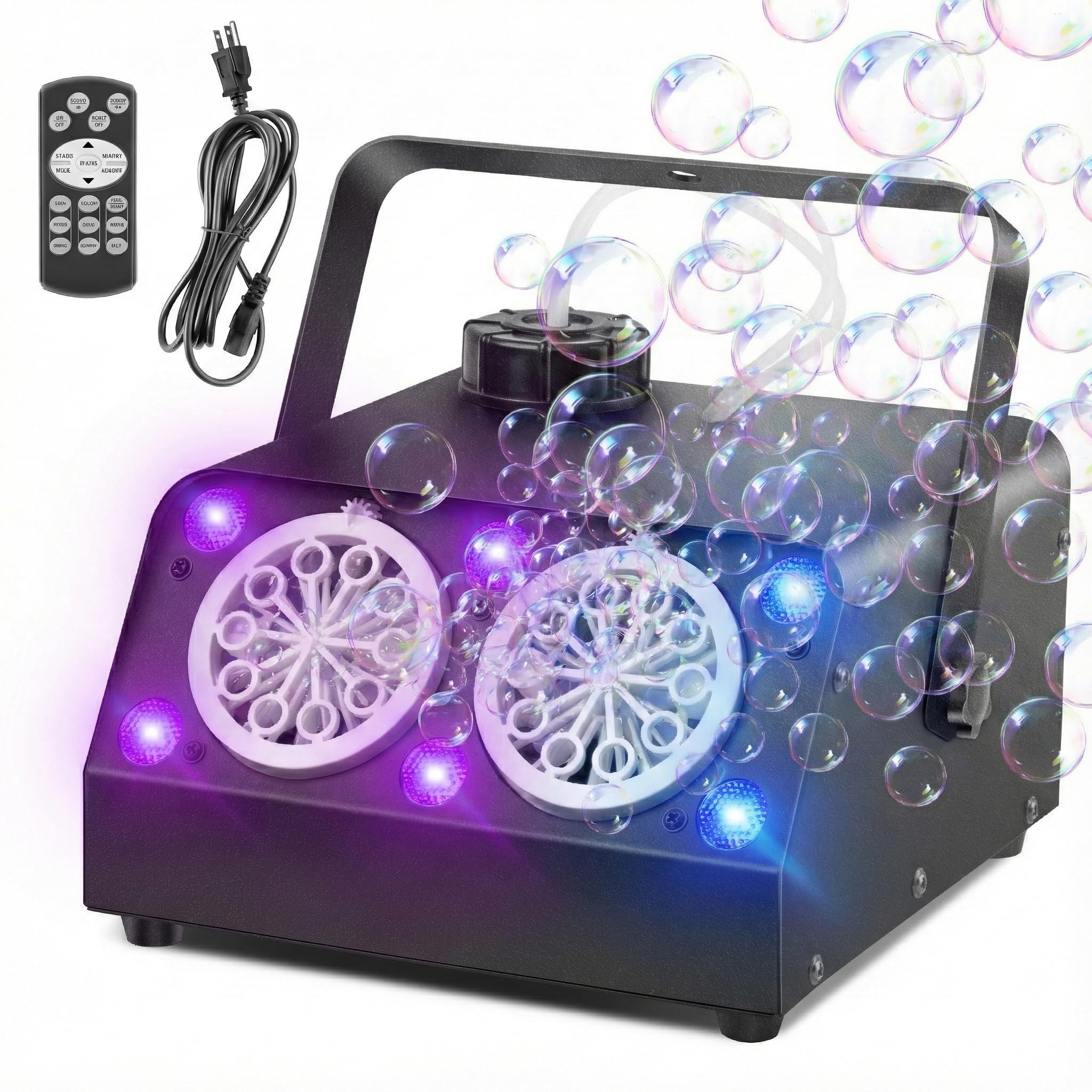 YUNOVA LED Seifenblasenmaschine mit Fernbedienung, 50.000 Seifenblasen pro Minute, Metallschale, Party Event Bubble Maker
