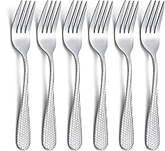 Evanda Dessert Forks Set of 6 14cm Stainless Steel Vintage Elegant Hammered Handle Mini Cake Forks for Home Wedding Party Coffee Shop Restaurant Fit for