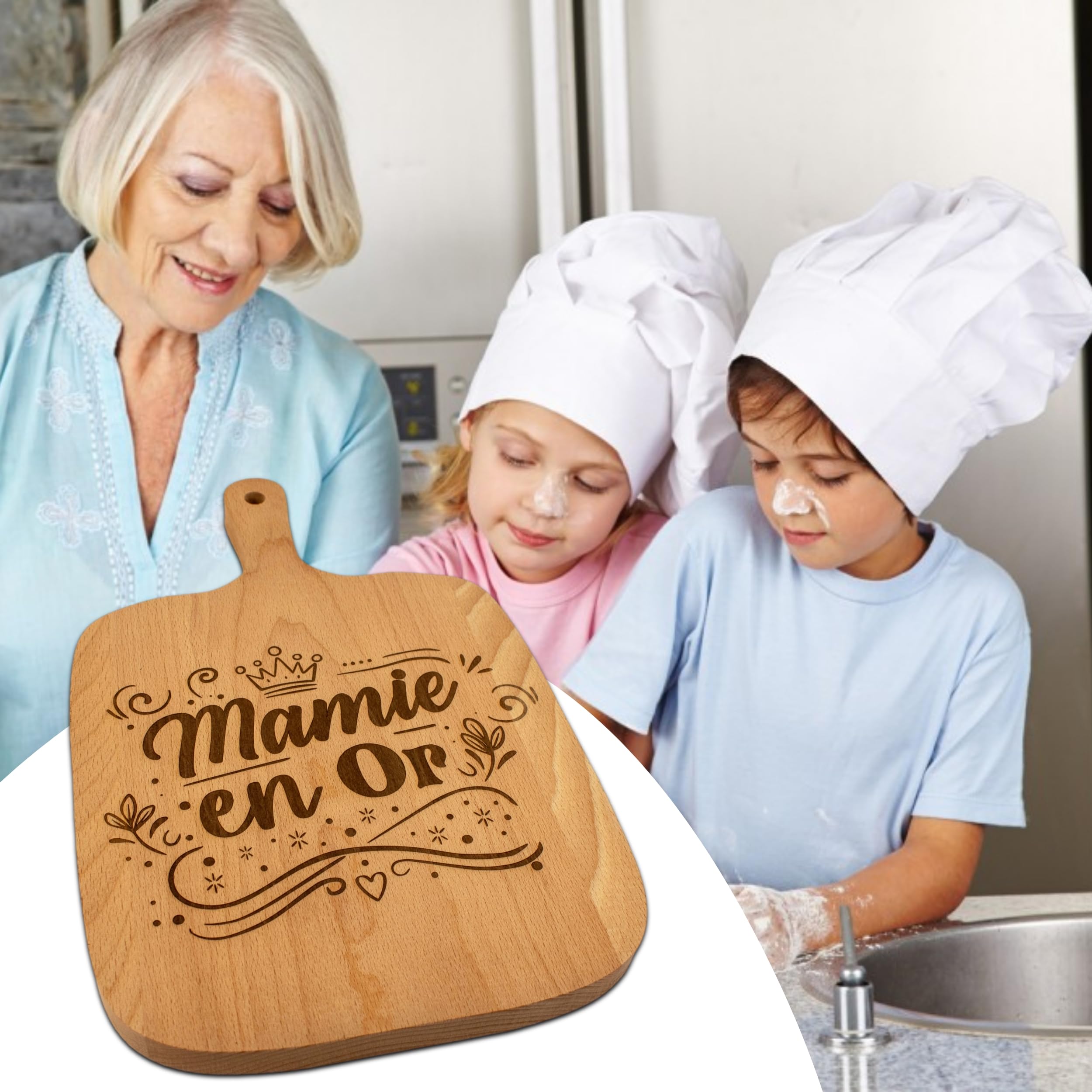 ERNESTINE - Planche à Découper Mamie en Or – Cadeau Mamie Original, Idée Cadeau Fête des Grands-Mères, Planche Apéro Bois Gravée, Cadeau Grand-Mère, Anniversaire, Noël - Cadeau grand-mère personnalisé - 4