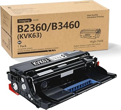 B2360 KVK63 Drum Unit 1-Pack Replacement for Dell KVK63 Drum use with B2360d B2360dn B3460dn B3465dn B3465dnf S2830dn Printers 1Black