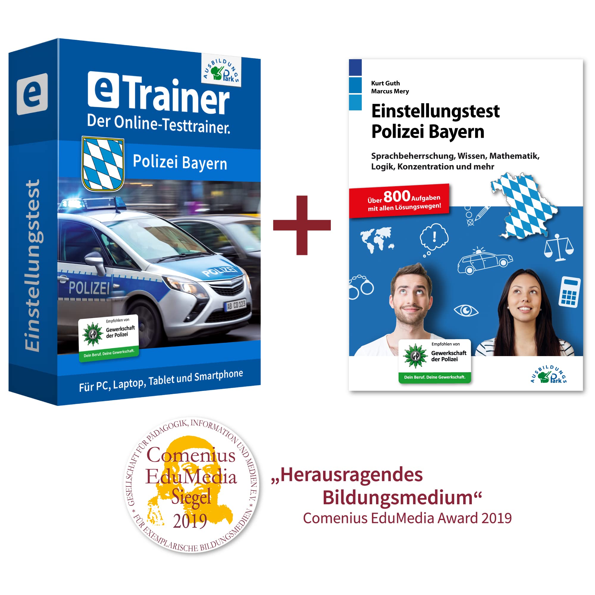 Einstellungstest Polizei Bayern Kombipaket: Online-Testtrainer + Buch | Über 3.000 Aufgaben mit allen Lösungswegen | Sprachbeherrschung, Wissen, Mathematik, Logik, Konzentration und mehr