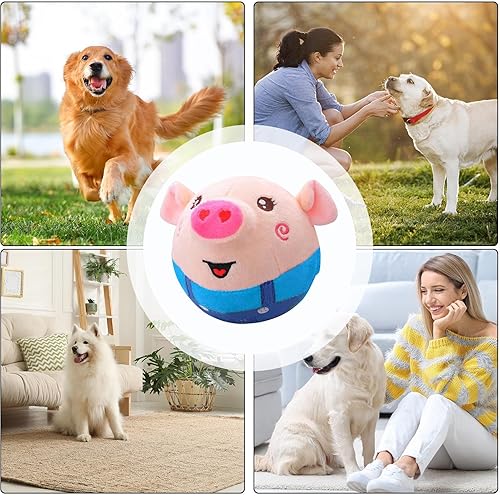 Miniatura 4 de Owiean Juguete de peluche activo para mascotas, juguete interactivo de cerdo para perros, bolas que rebotan para mascotas, recargable por USB,