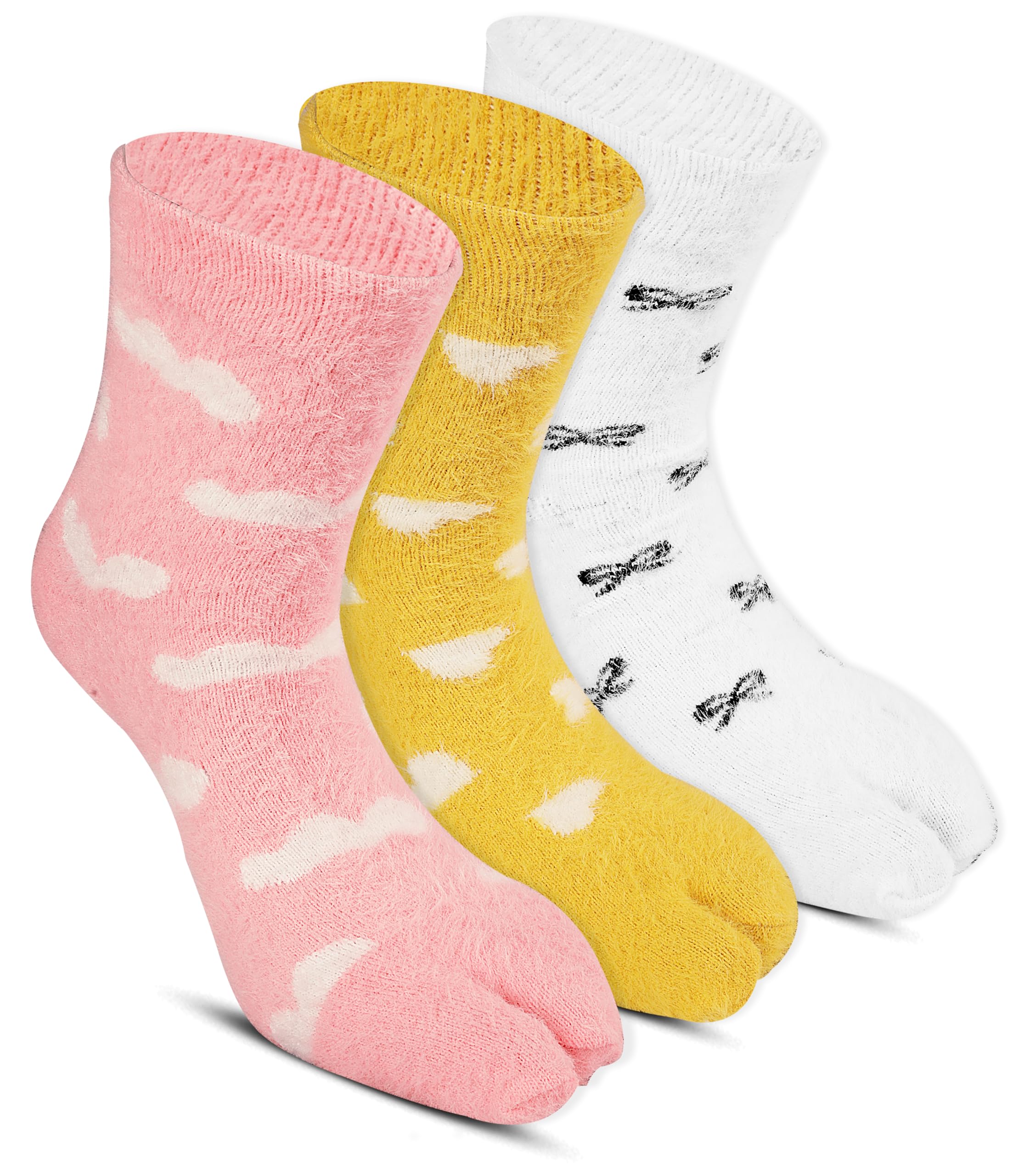 Women Soft Fluffy Regular Thermal Thumb Socks - Pack of 3 Pairs, Free Size, Multicolored, Warm Winter Wear Socks for Women-image-30