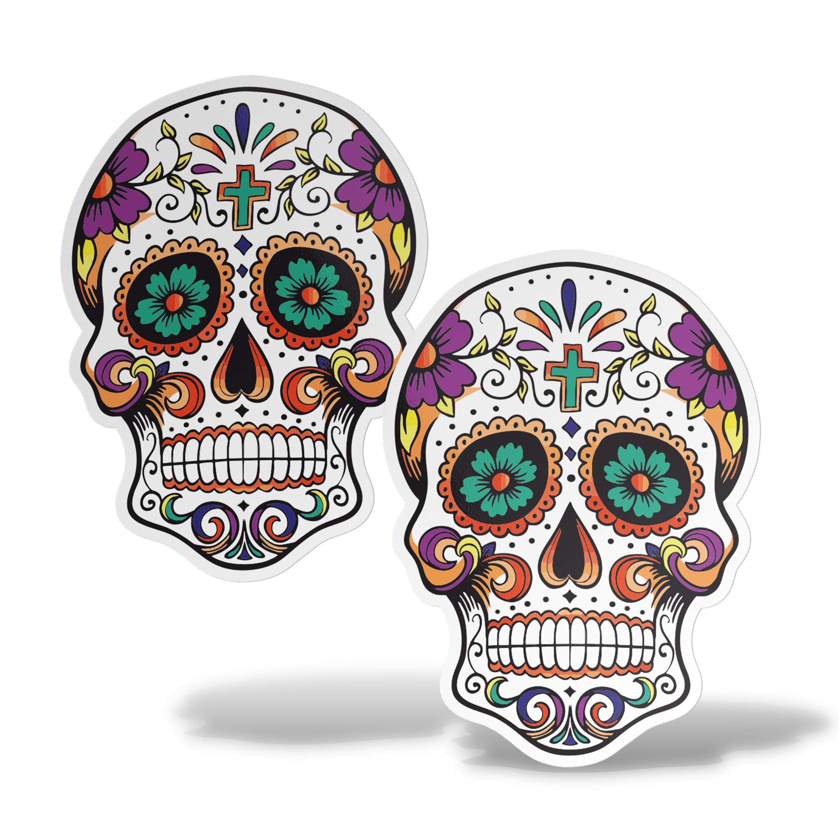 ERREINGE x2 STICKER SAGOMATO 12cm - Santa Muerte Teschio Skull - Adesivo Decal Decalcomania Vinile Murale Laptop Auto Moto Casco Camper