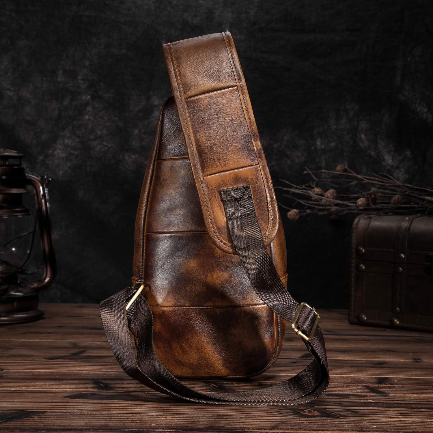 Le'aokuu Men Fashion Casual Tea Designer Travel Hiking Crossbody Chest Sling Bag Rig One Shoulder Strap Bag Men Leather 8015 | Fashion, Casual, Tea, Designer, Travel, Hiking - Image 4