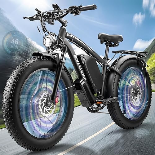 Peak-6000W-Dual-Motor-Electric-Bike for Adults with 52V 34Ah Battery Up to 105 Miles, 46MPH Fast-Dual-Motor-Ebike,24"*4" AWD Fat-Tire-Electric-Bicycle Mountain Front Lockable Suspension