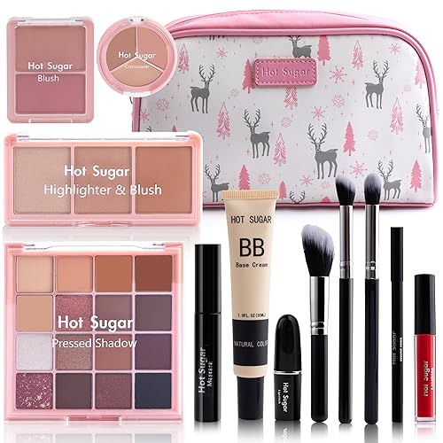 Hot Sugar Kit de maquillaje de viaje todo en uno, kit completo de maquillaje para mujeres, juego de regalo de maquillaje para principiantes y