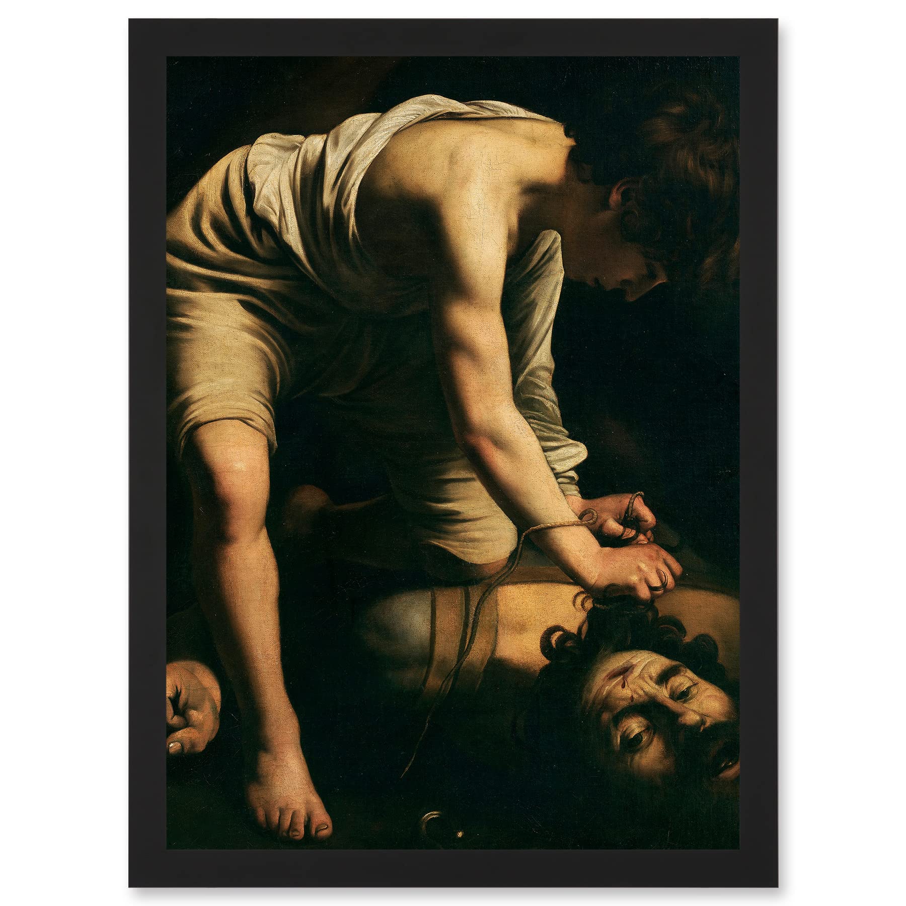 Artery8 Caravaggio David Goliath Religious Painting Artwork Framed Wall Art Print A4