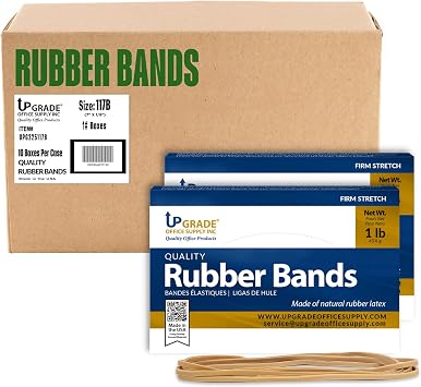 Upgrade Office Supply Rubber Bands, Size #117B 7 x 1/8 Inch, Approx. 2,000 Count, 10 Pack Case, Made in USA