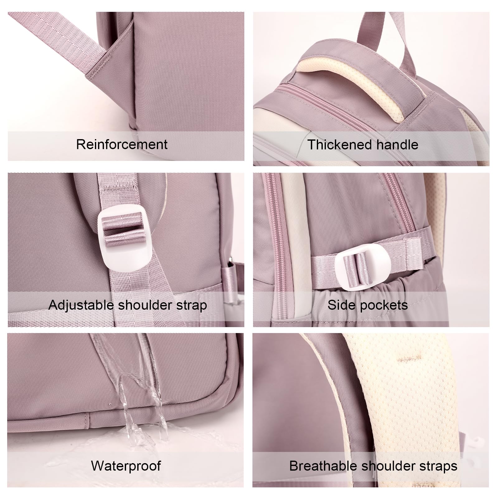 Myhozee Rucksack Teenager mädchen Schulranzen Jungen Schulrucksack Schultasche Sporttasche Daypack für Schule Ranzen mit Viele Fächer Laptopfach Lila Nylon(40L)
