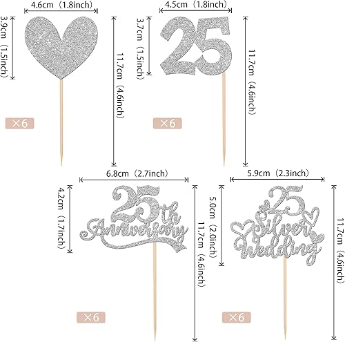 Miniatura 9 de 24 piezas de decoración para cupcakes de 40 aniversario con purpurina roja, corazón 40 rubí, boda, aniversario, cupcakes, saludos a 40 años,