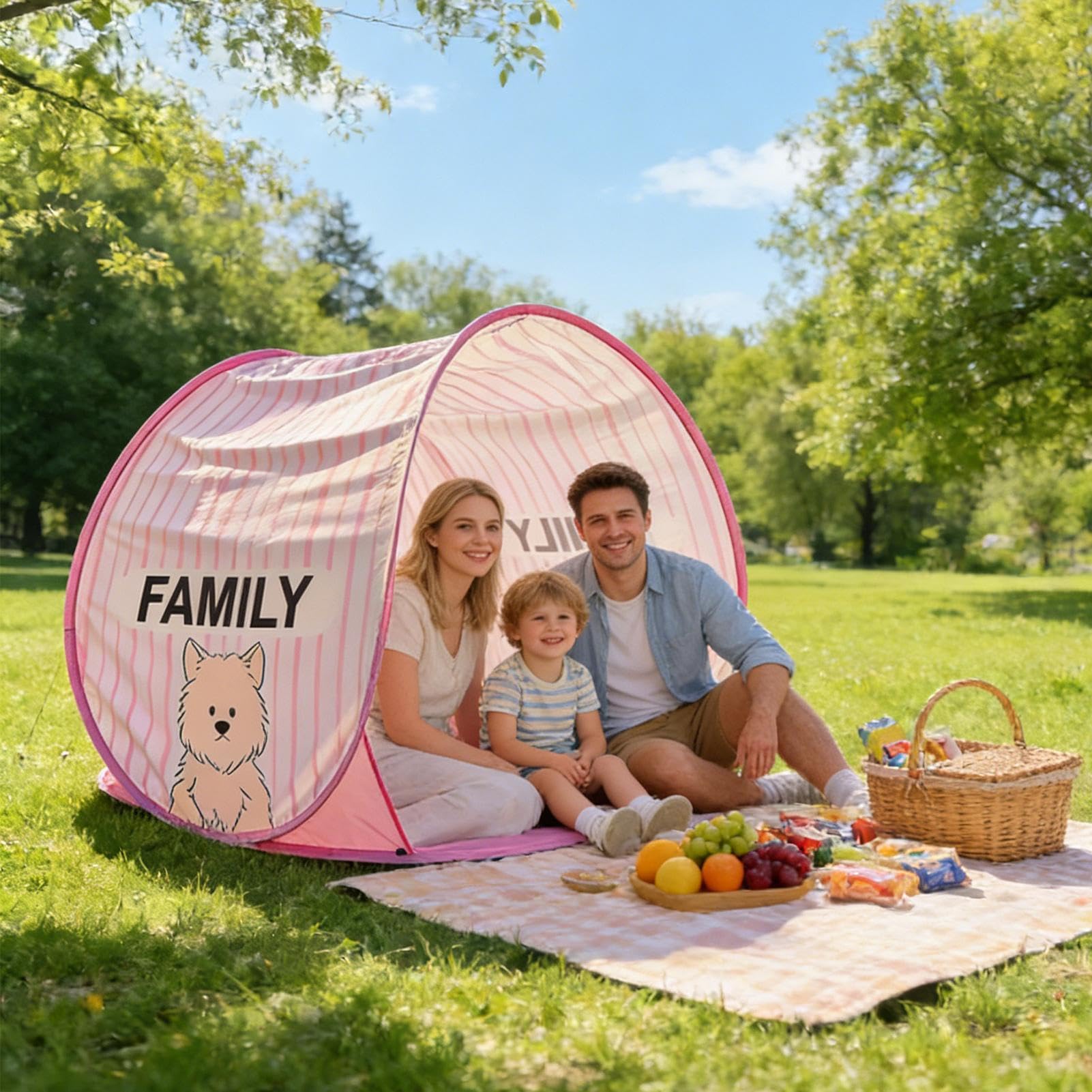 Tienda familiar, tienda de playa impermeable portátil con ventana – para camping, picnic, viaje, piscina, picnic, viaje, piscina, resort, playa, terraza