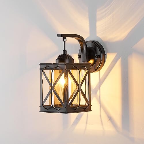 Apliques de pared para interiores, lámparas vintage de tocador, color negro mate, para montaje en pared, linternas de iluminación para sala de