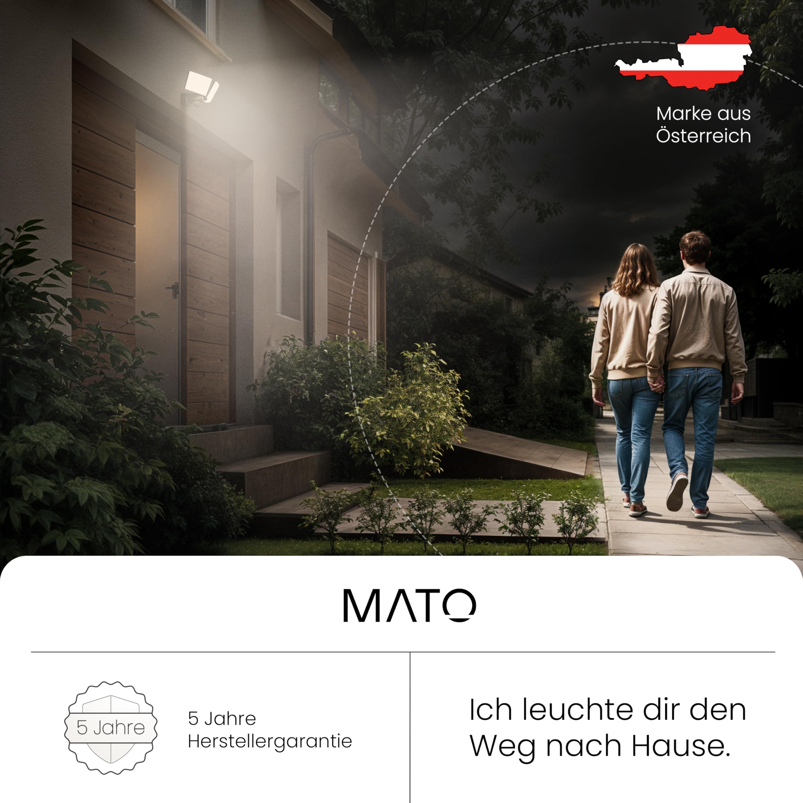 MATO® Doppel LED Strahler mit Bewegungsmelder Außen - 40W Wand Außenleuchte mit Bewegungsmelder - 3000K, IP65, Anthrazit - Aussenlampe mit Bewegungsmelder, Außenstrahler, Wandstrahler, Wandleuchte