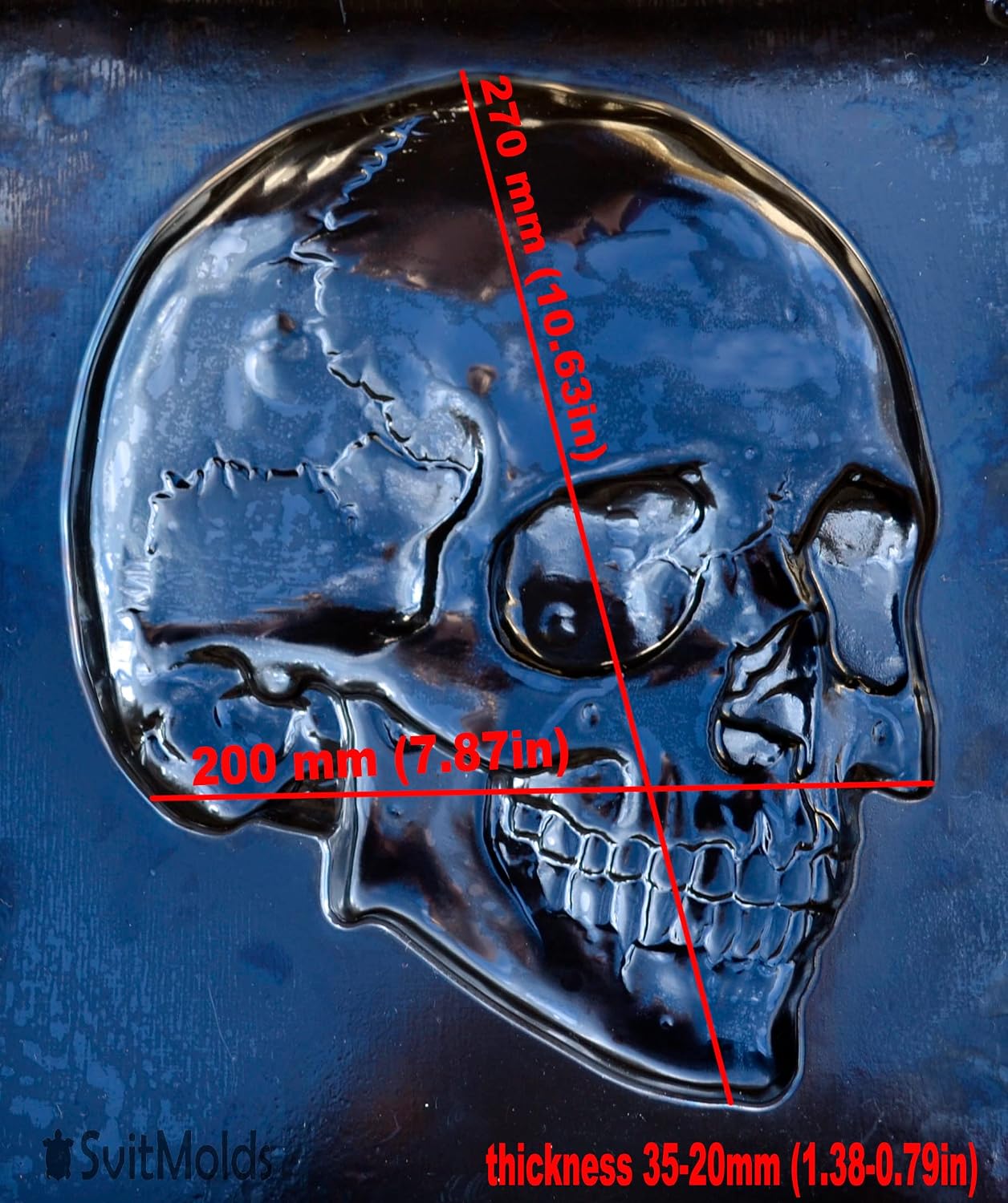 SvitMolds DIY Skull Mold Panno Concrete Plaque Cement Concrete Skull (D85+D86)