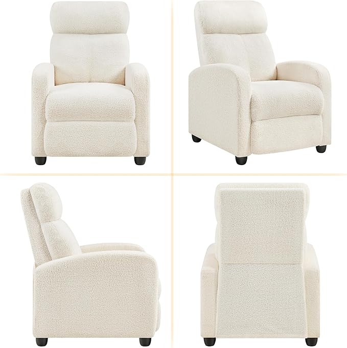 Sillón Reclinable Individual Tela Bouclé Moderno miniatura 6
