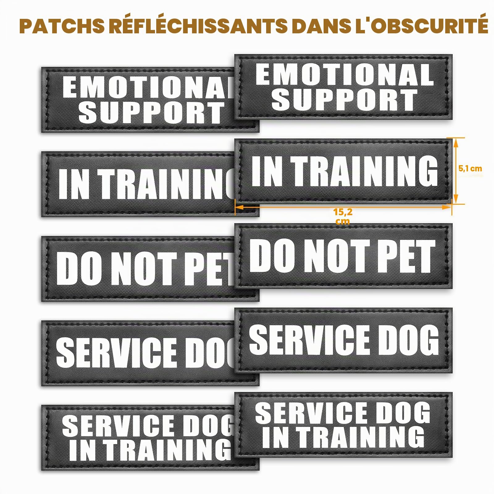 WINSEE - Harnais pour Chien d'assistance de Grande Taille, Gilet Tactique Molle avec 10 Patchs pour Animaux, Harnais Robuste Anti-Traction pour l'entraînement à la Marche