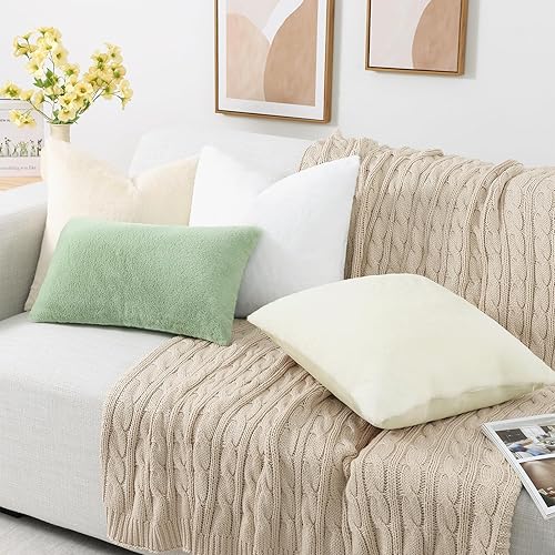 Miniatura 8 de Pallene Juego de 2 fundas de almohada de felpa de piel sintética de 18 x 18 pulgadas, lujosas, suaves, esponjosas y acogedoras fundas decorativas