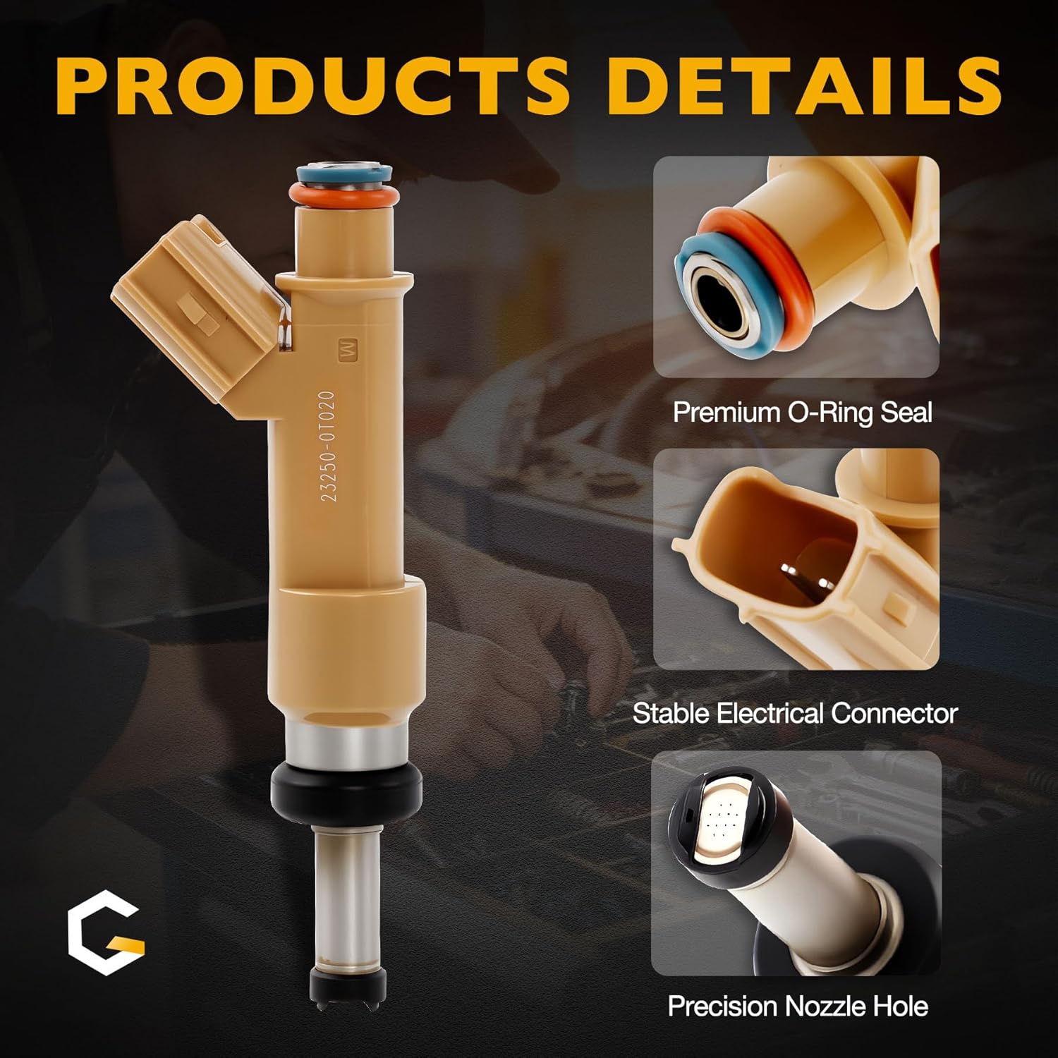 Gledewen Fuel Injectors 23250-0T020 12 Holes Compatible with 2009-2019 Toyota Corolla, 2009-2013 Toyota Matrix, 2008-2009 Scion xD 1.8L Replace FJ1068 23209-09140 23209-39145 Set of 4