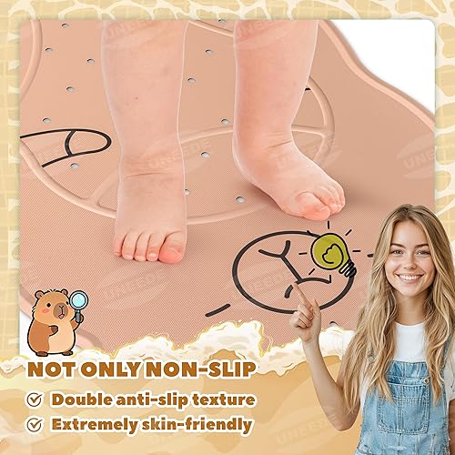 Miniatura 4 de UNEEDE Tapete de baño para niños, tapete de ducha antideslizante para niños pequeños, superficie antideslizante lavable, tapete de goma suave para