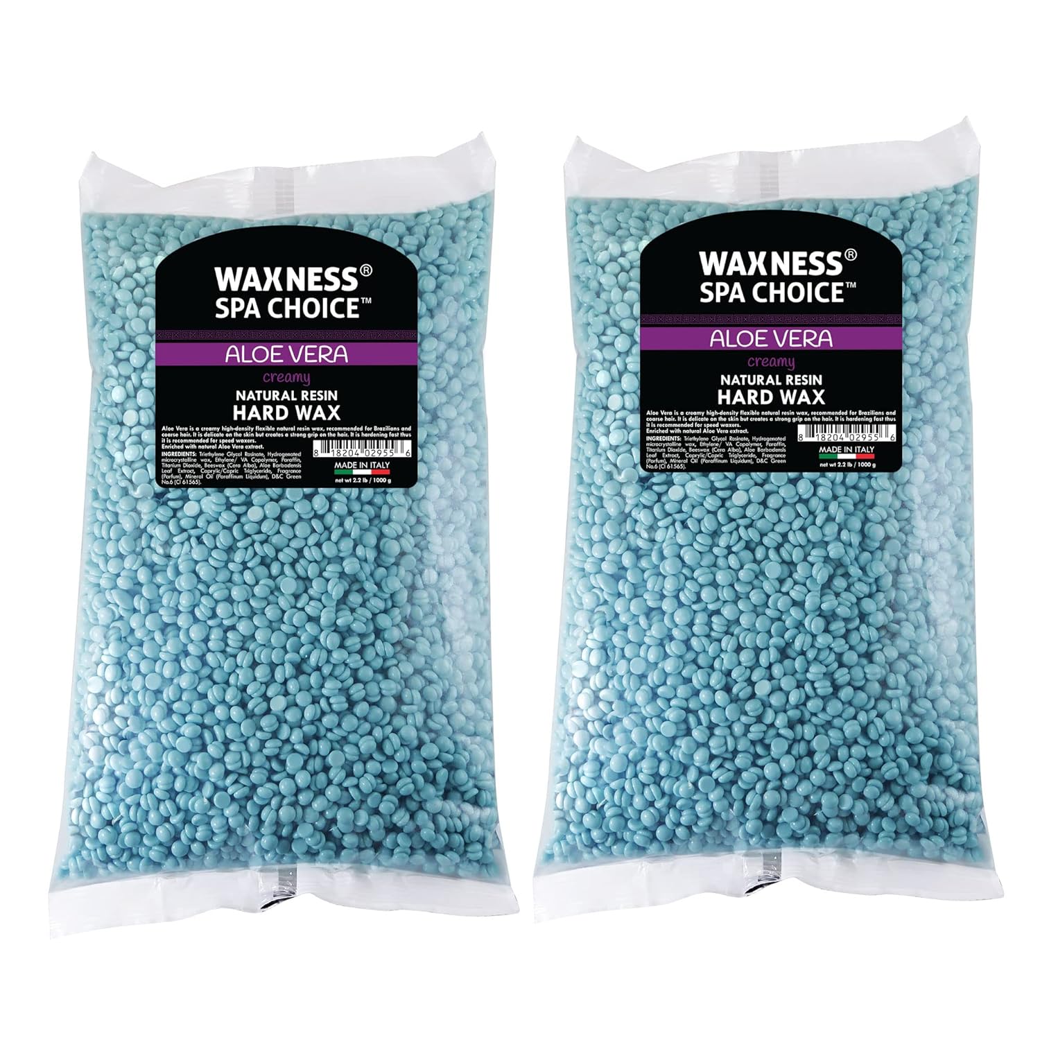 Waxness Spa Choice Aloe Vera Hard Wax Beads 2.2 lb / 1 kg Pack of 2