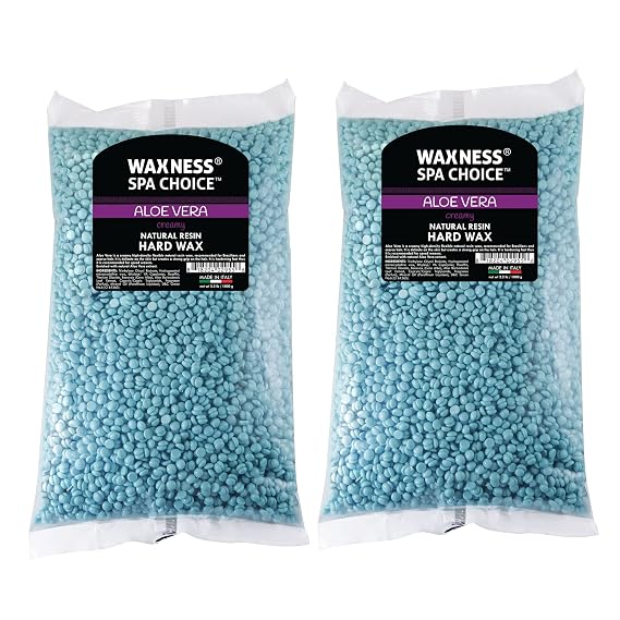 Waxness Spa Choice Aloe Vera Hard Wax Beads 2.2 lb / 1 kg Pack of 2