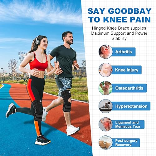 Miniatura 3 de Rodilleras para dolor de rodilla para mujeres y hombres, rodillera con bisagras de 16 pulgadas con estabilizadores laterales, dolor de rodilla de