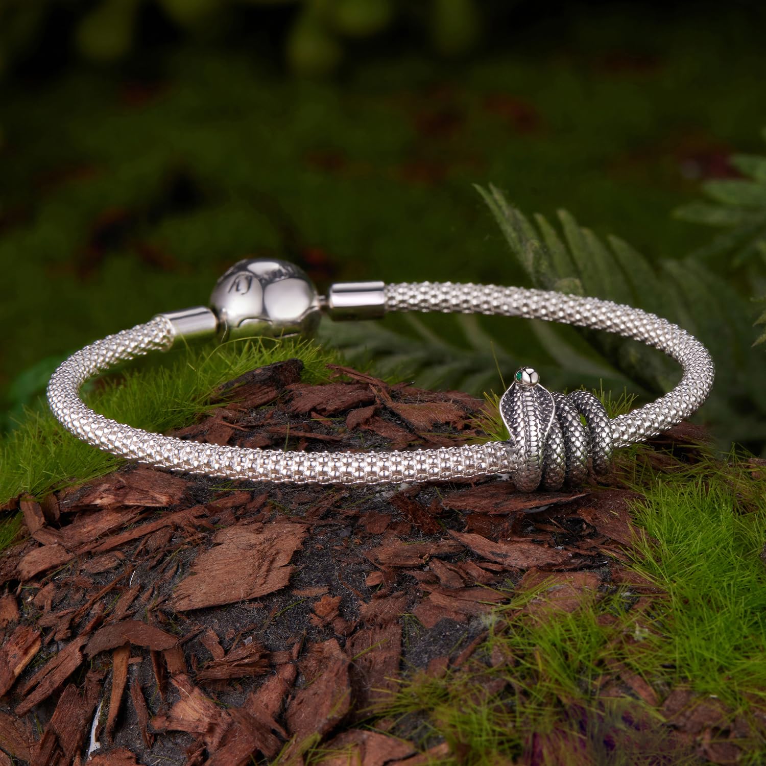 Fascino Serpente, Accessorio in Argento Sterling 925, Compatibile con Braccialetto 3mm-4,5mm