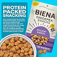 Vista 52 de Biena Aperitivos de garbanzo - Garbanzos tostados crujientes - Aperitivos de proteína vegana alta en fibra para adultos y niños - Paquete de 4