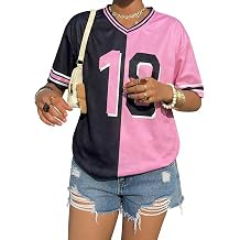 Womens Jersey Shirts Oversized Number Graphic Tshirt Y2k V Neck Short Sleeve Tee Tops Vintage Jersey Streetwear