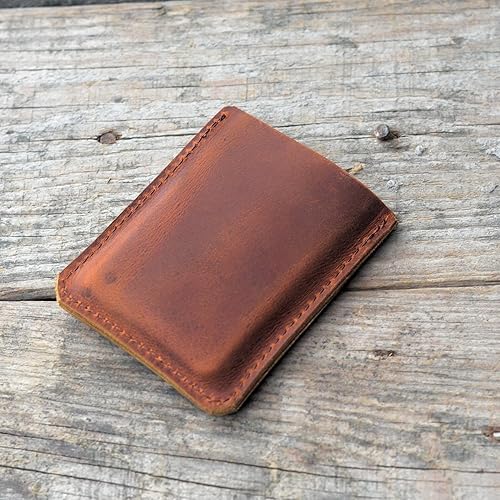 Miniatura 4 de JJNUSA Front Pocket Card Case Slim Wallet Card Case Holder for Men & Women Minimalist Leather Wallet Card Holder Distressed Gifts (Brown)