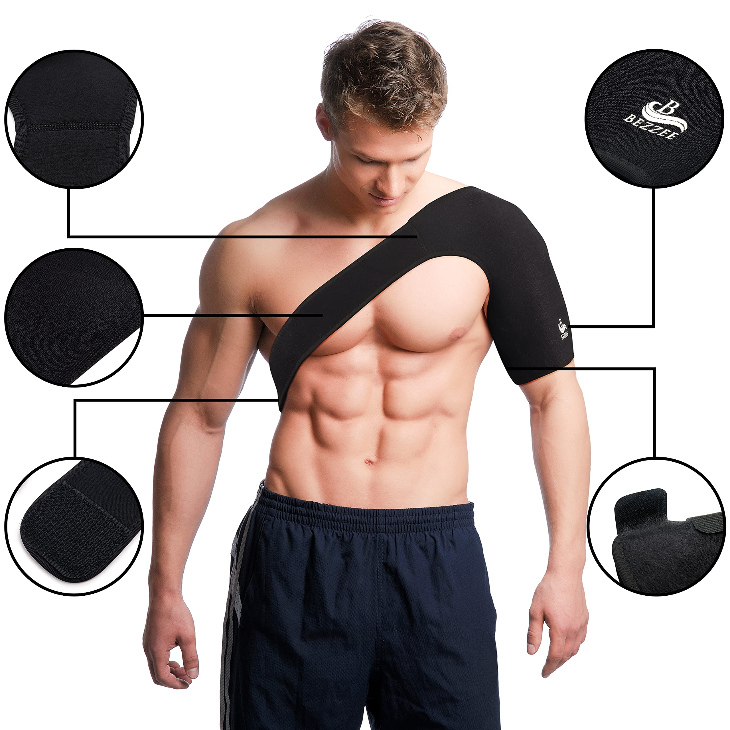 Buy Bezzee Pro Adjustable Neoprene Shoulder Support Brace Rotator