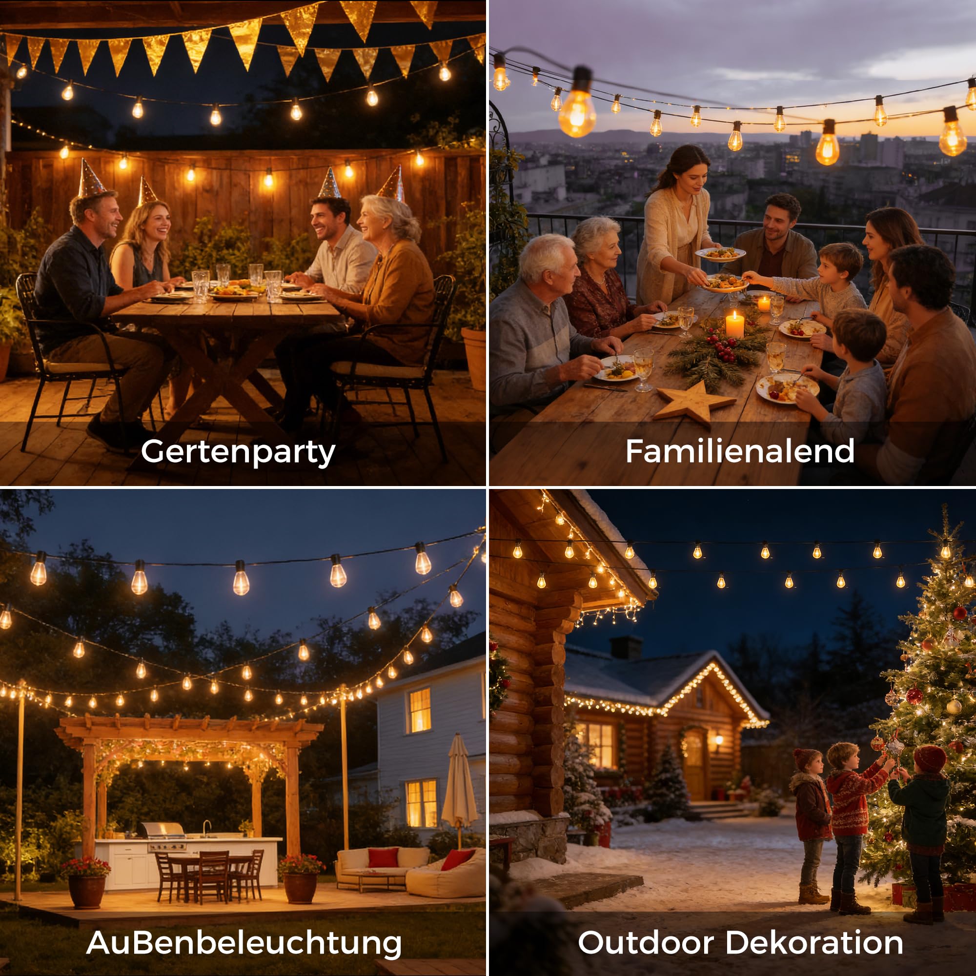 HeiPard LED Lichterkette Außen Outdoor Strom 20M - 30 S11 Glühbirnen | Wetterfest Warmweiß Dimmbar Aussen Beleuchtung Lichterketten String Lights mit Fernbedienung Balkon Terrasse Garten Party