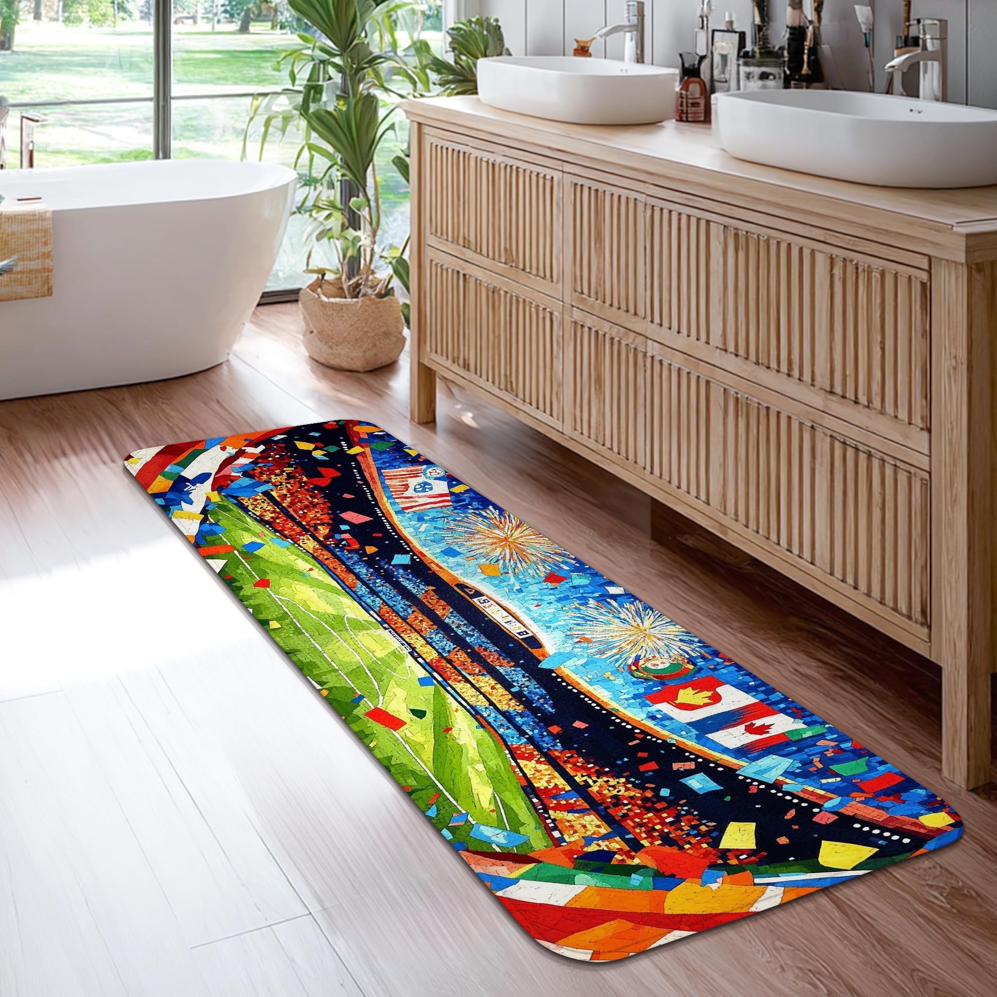 Tapis de cuisine et entrée de 6m motif feux d'artifice multicolores pour votre intérieur