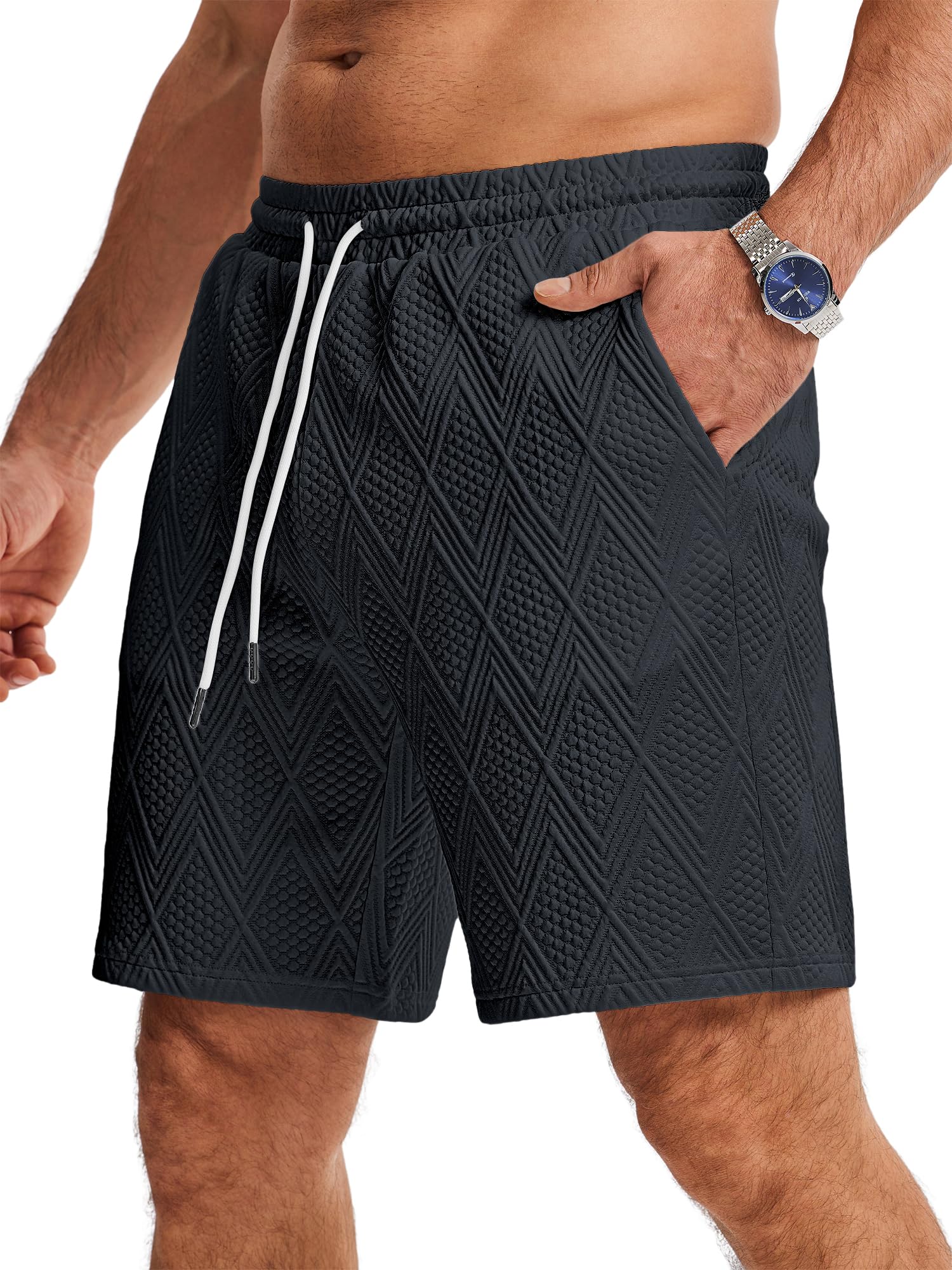 JMIERR Mens Sweat Shorts Casual Stretch Elastic Waist Sweat 7 inch Inseam Lounge Summer Running Shorts with Pockets