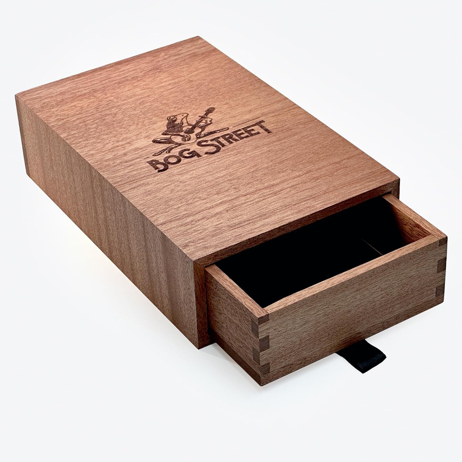 Bog Street Guitar Accessory Box, Sapele Hardwood, 7.8 x 5 x 2.25 inches, Pick Storage with Slide Out Tray