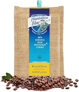 Plantation Blue 100% Blue Mountain Coffee Medium Roast Whole Beans from Jamaica (8oz)