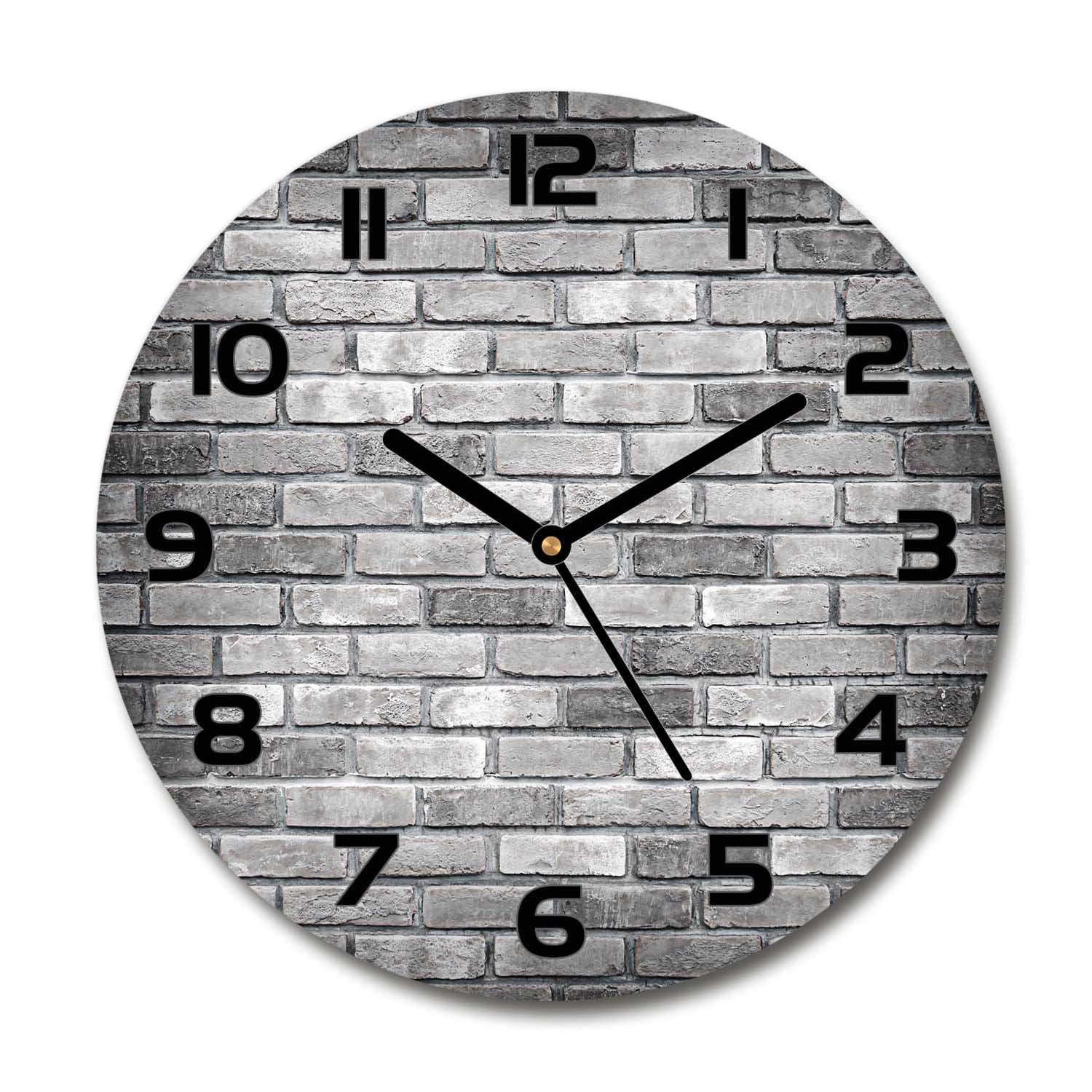 Horloge en verre salon design Tulup motif briques pour loft