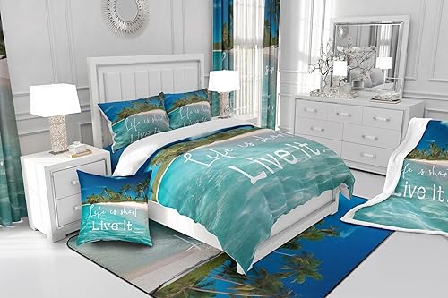 Miniatura 7 de Juego de edredón de verano tamaño Queen, juego de ropa de cama de verano para niños, adolescentes y adultos, juego de ropa de cama tropical