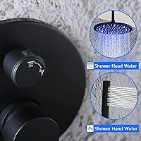 Vista 3 de SKOWLL Sistema de grifo de ducha de baño, montaje en techo, juego de cabezal de ducha LED de 12 pulgadas con válvula mezcladora de ducha de 2