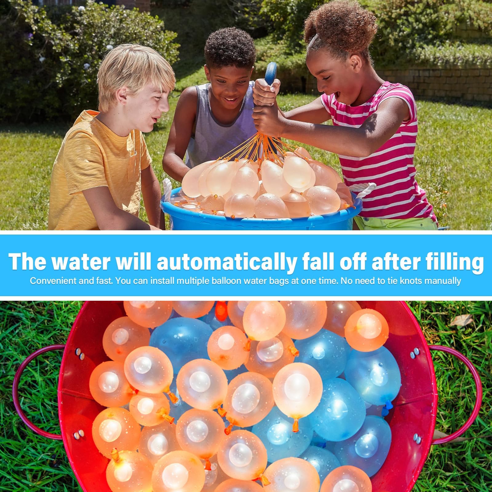999 Bombe ad Acqua Autosigillanti,Confezione Multipla,Bombe D'acqua Riutilizzabili con 4 Connettori per Rubinetto, Palloncini D'acqua Colorati per Spiaggia,Feste in Piscina e Altro