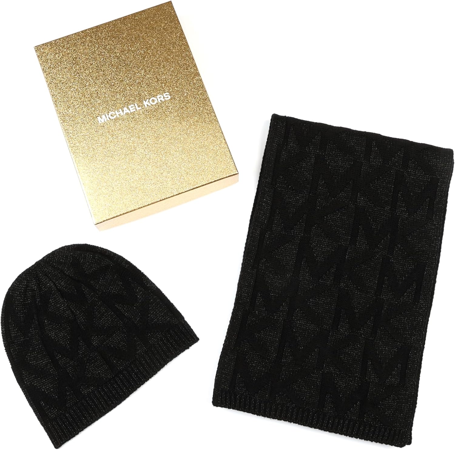 Michael Kors Womens Metallic Beanie & Scarf Set, Stylish & Warm Fashion Accessories for Cold Weather - Image 4