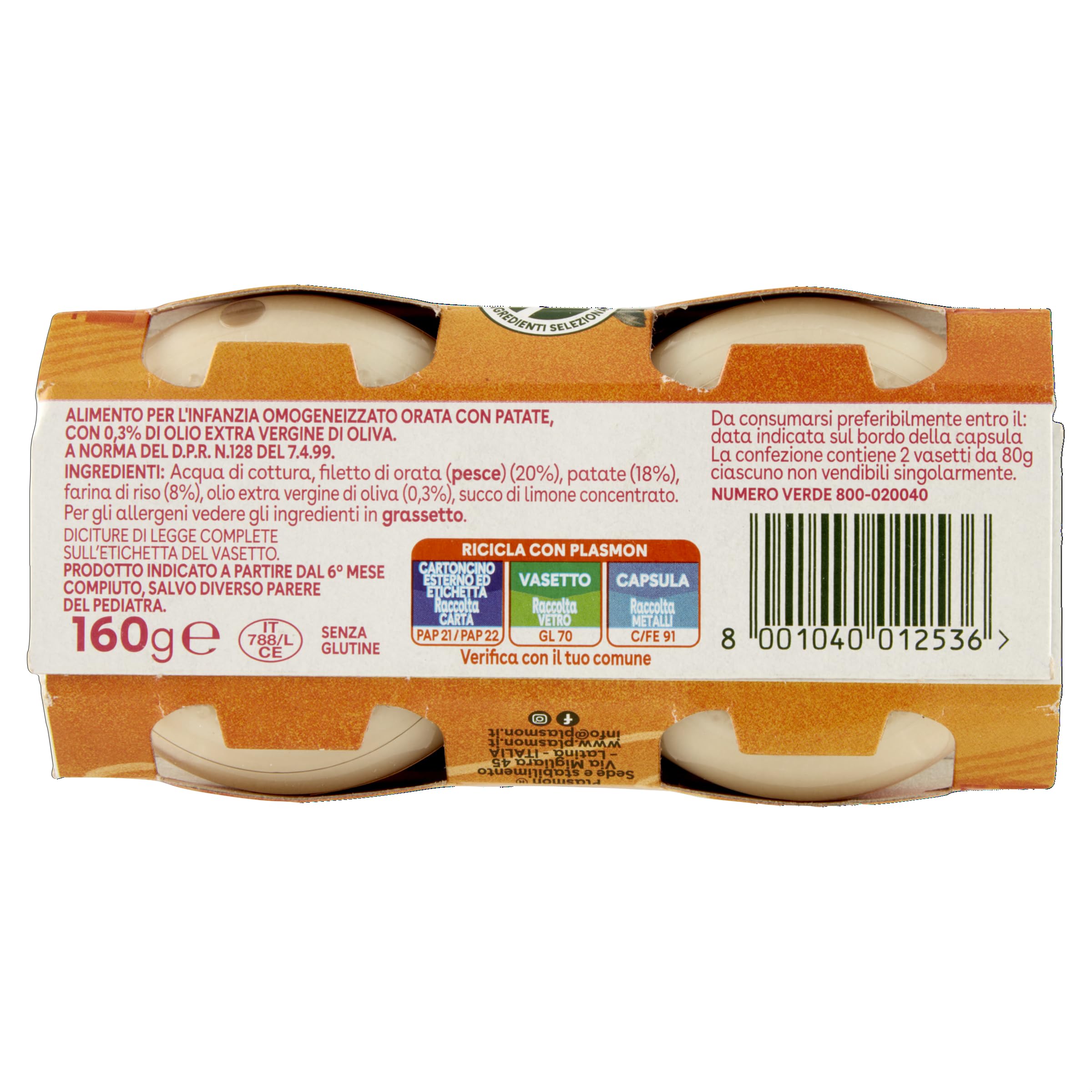 Plasmon Omogeneizzato Orata 2x80g (12 Confezioni)