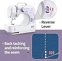 Vista 4 de KPCB - Máquina de coser para principiantes, 12 puntadas con costura inversa (grande, morado)