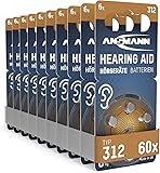 ANSMANN Hörgerätebatterien Typ 312 braun P312 ZL3 PR41, 60 Stück, Zink-Luft 1,4V, Vorratspack,Batterien für Hörgeräte Hörhilfen,leicht greifbar