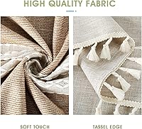 Vista 4 de Cosmine Mantel rectangular, mantel de lino para casa de campo, tela resistente, mantel bordado lavable con borla, mantel decorativo oblongo