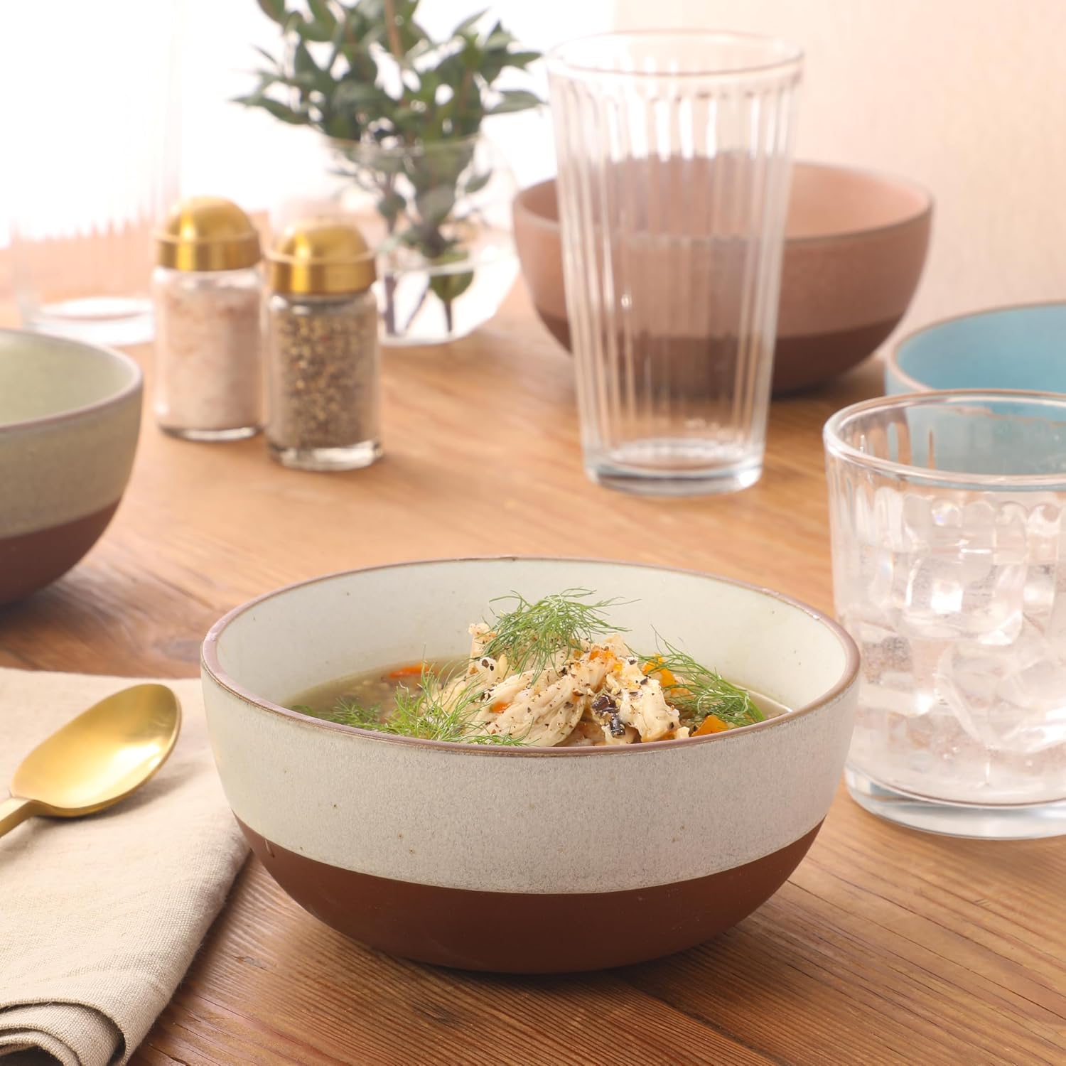 Gibson Elite William Crest 4 Piece Cereal Bowl Set, 6.25” Round Stoneware Bowls, Reactive Glaze Finish, Soup, Dessert & Snack Bowls, Microwave & Dishwasher Safe - Assorted Colors