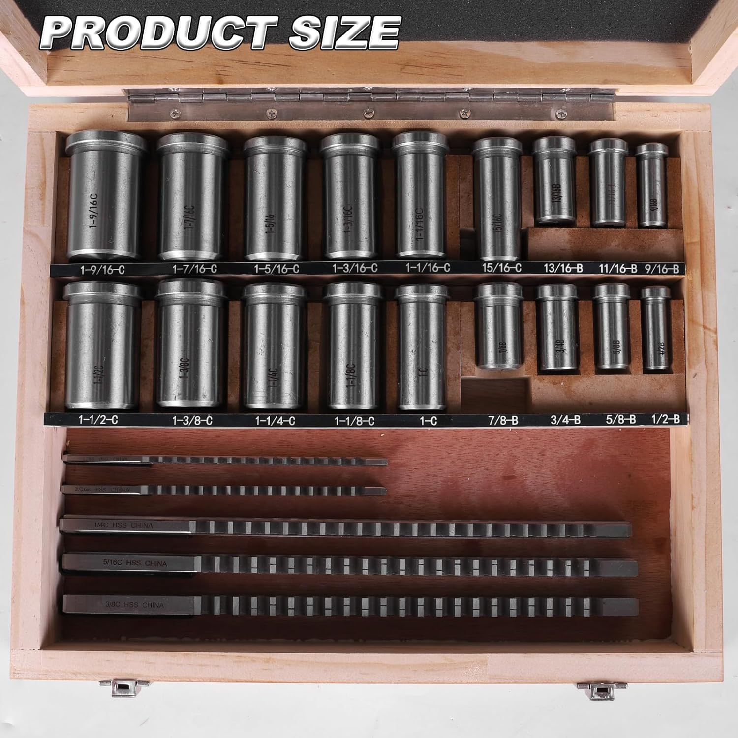 HUBAI Keyway Broach Kit Keyway Broaching Set with 5 Broaches 18 Bushings and 7 Shims 30pcs for Metalworking and Manufacturing