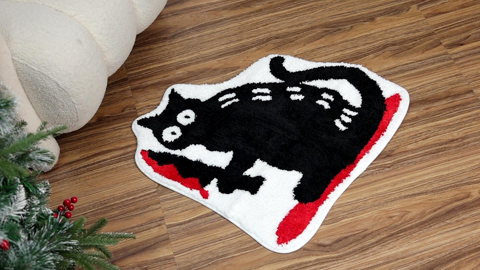 Kattenbadmat, knuffelige kat, pluche kat badmat, grappige kattendouchemat, waterabsorberende badmat, Decorazion
