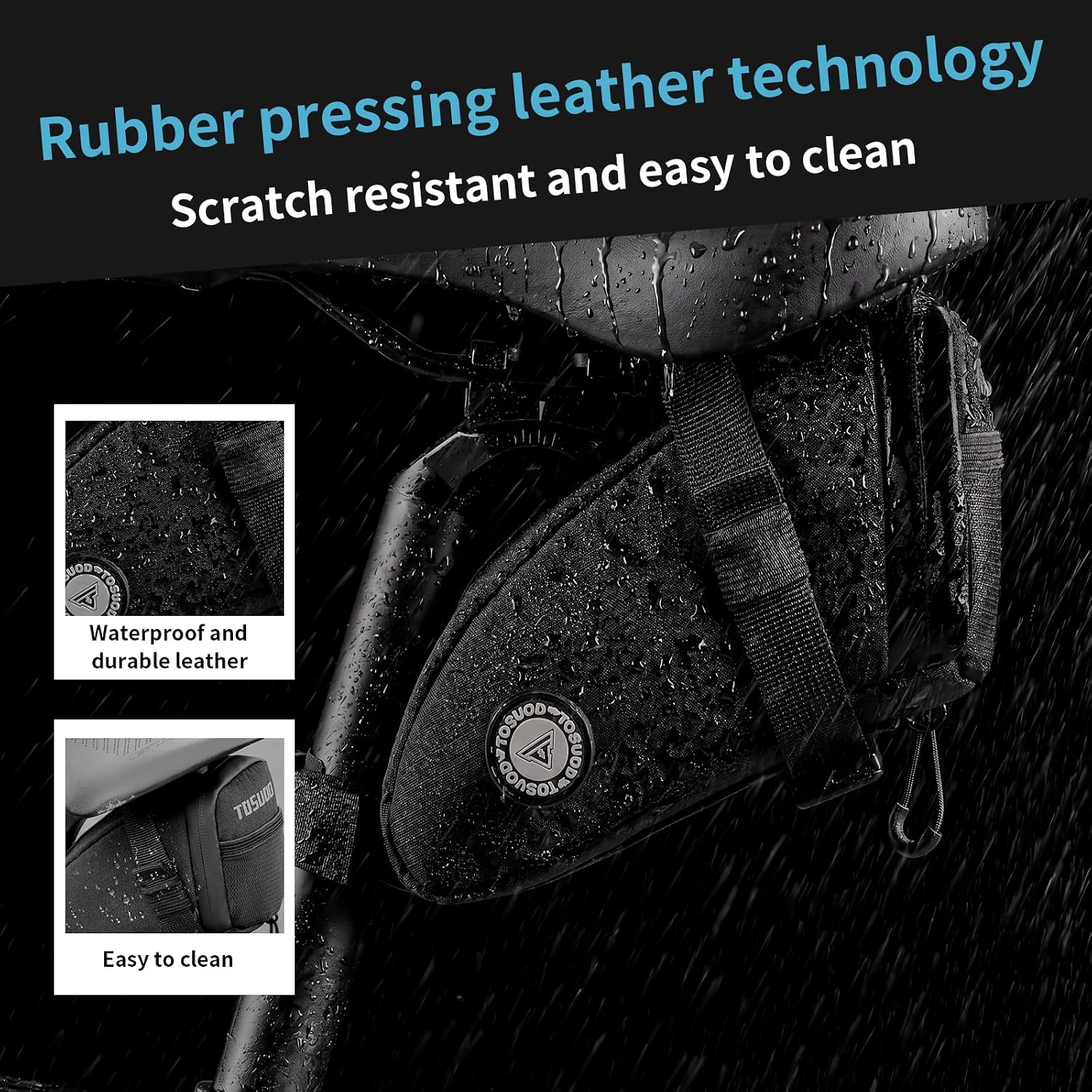 Bike Saddle Bag,1.2L Premium TPU Leather Bike Seat Bag, Bike Bag with Taillight Hangers,Seam Sealed Zipper Technology, Durable and Waterproof,Compatible with Mountain and Road Bicycles